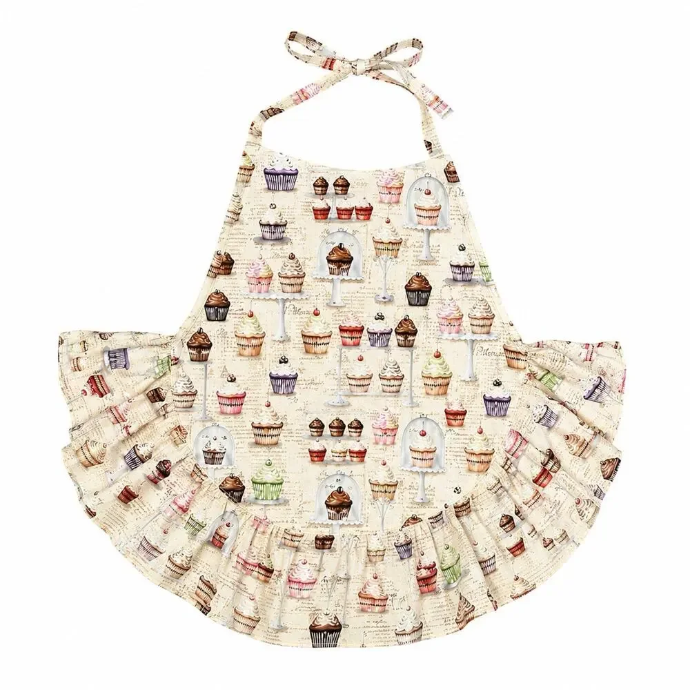 Vintage Handmade Full Cupcakes Bib Apron Retro Cotton Kitchen Apron Cottagecore